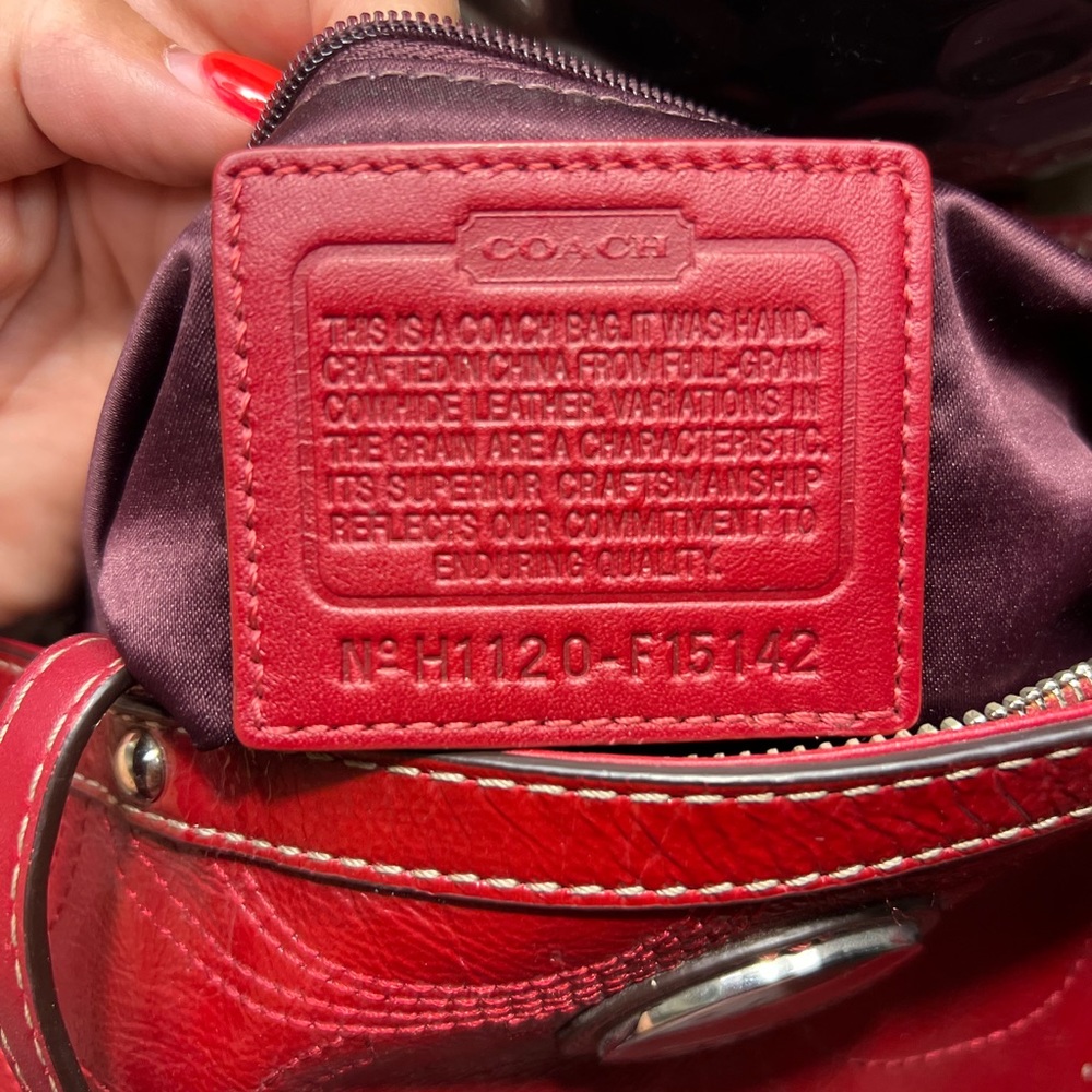 Coach red patent leather bright red tote purse OS - Picture 11 of 12